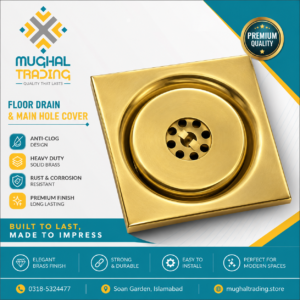 Premium Solid Brass Floor Drain & Main Hole Cover – Gold Finish
