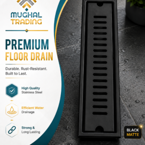Floor Drain 12 Inch Black Matte Stainless Steel