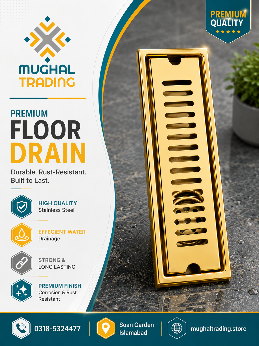 Floor Drain 12 Inch Golden