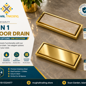 Premium 12 Inch Golden 2-in-1 Tile Insert Floor Drain – Heavy Duty Stainless Steel Linear Drain