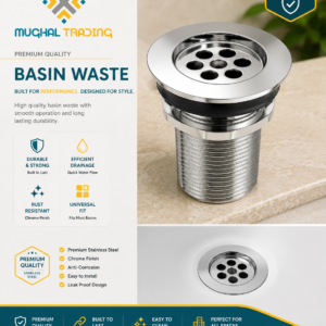 Premium Brass Chrome Basin Waste – Heavy Duty Wash Basin Drain