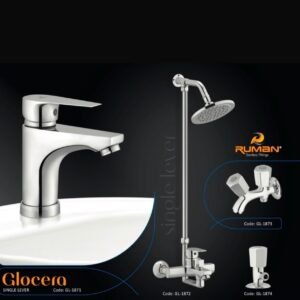 Ruman Glocera Single Lever Chrome Bathroom Set