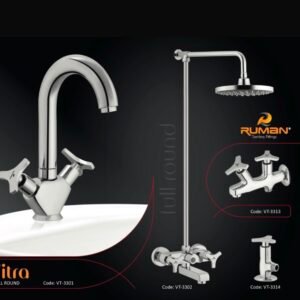 Ruman Vitra Full Round Chrome Bathroom Set